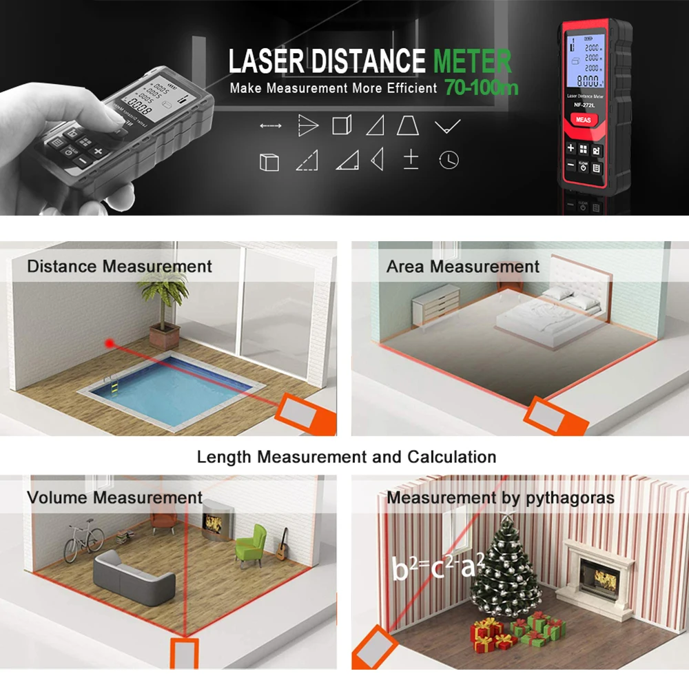 Noyafa NF-271 레이저 거리 측정기 디지털 자 - Industrial Laser Rangefinder 리뷰 및 가격