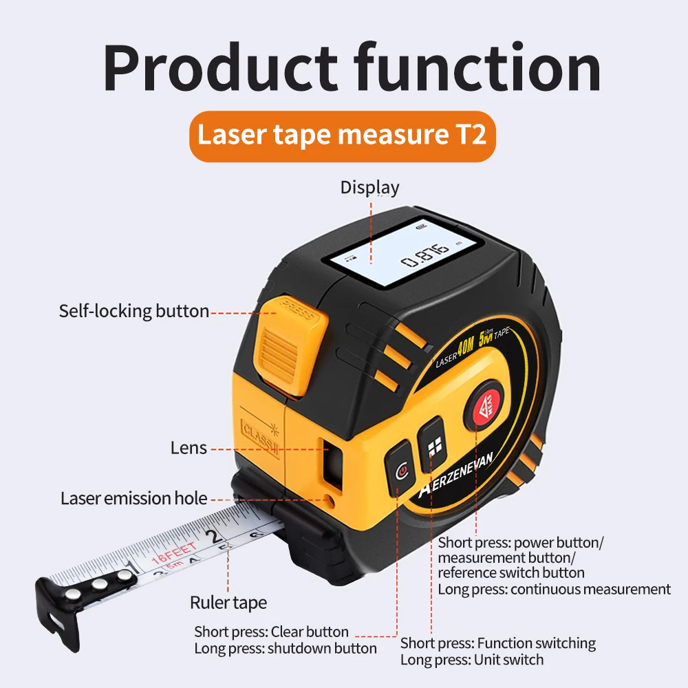 80m 레이저 줄자 측정기 레이저 거리 측정기 스틸 줄 - Industrial Laser Rangefinder 리뷰 및 가격