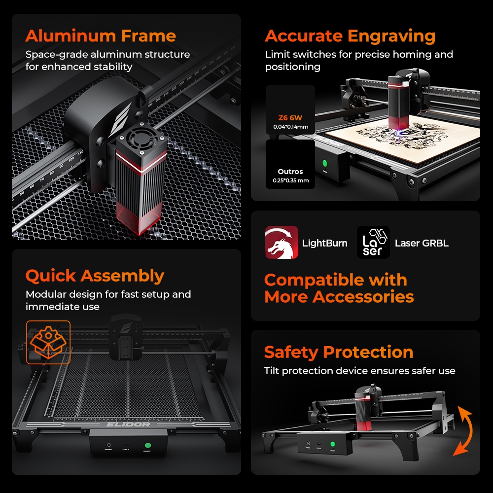 ELIDOR Z6 6W 레이저 조각 및 절단기 CNC  - Industrial Laser Diode 리뷰 및 가격